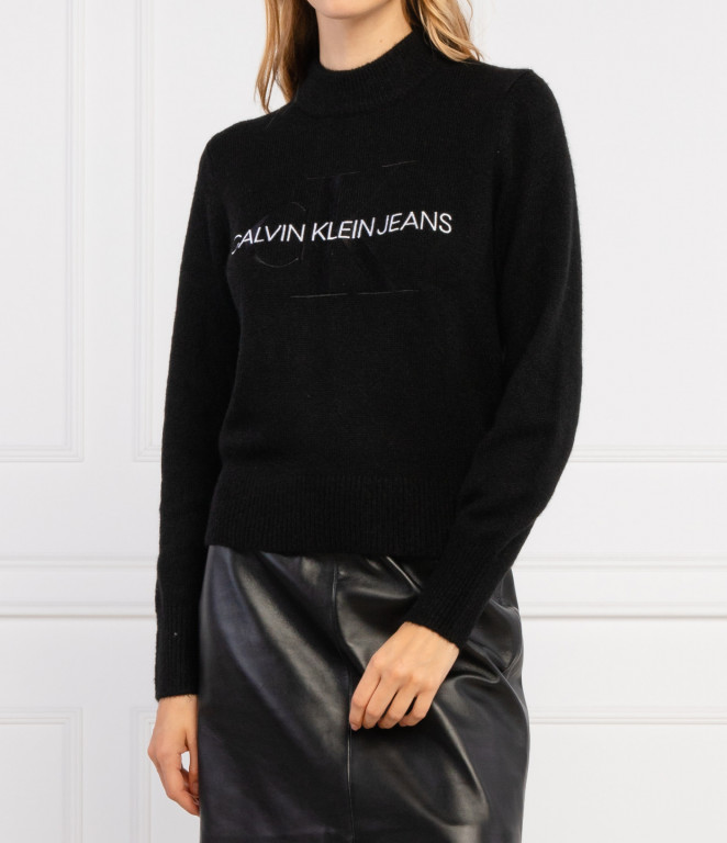 Calvin Klein Jeans dámský černý svetr MONOGRAM LOFTY SWEATER č.1