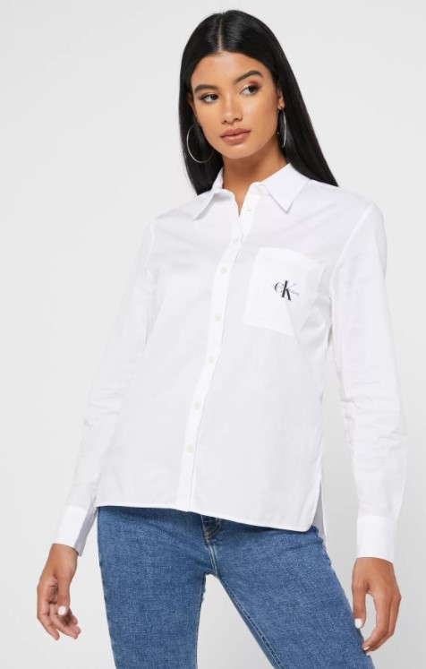 Calvin Klein Jeans dámská bílá košile s dlouhým rukávem MONOGRAM SHIRT č.1