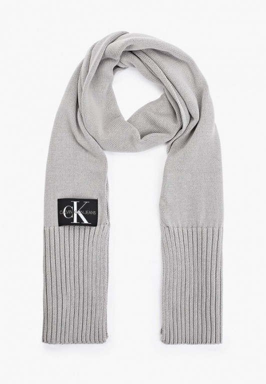 Calvin Klein Jeans pánská světle šedá šála KNITTED J BASIC MEN SCARF č.1