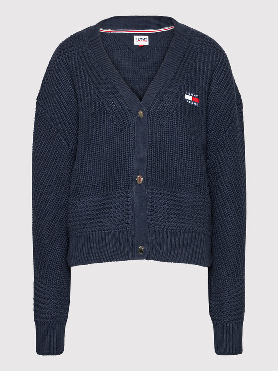 Tommy Jeans dámský modrý svetr TJW BXY BADGE CARDIGAN č.1