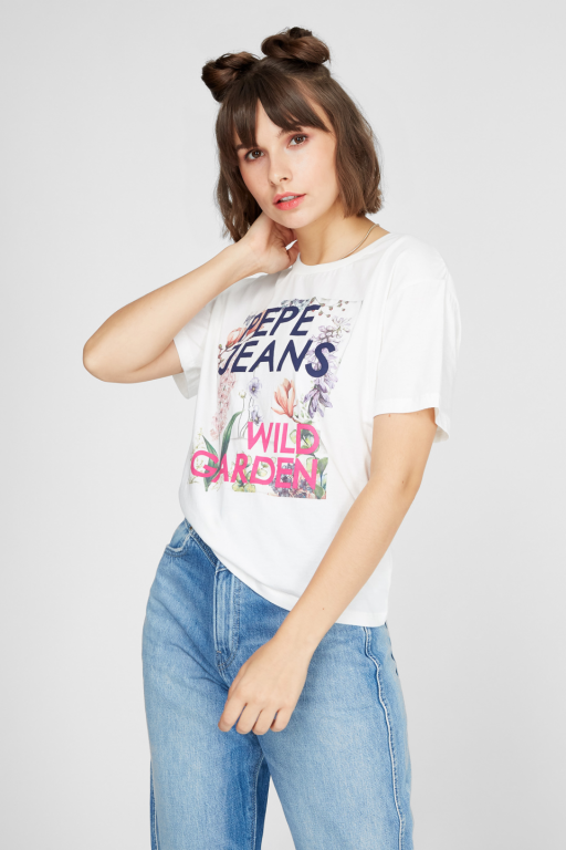 Pepe Jeans dámské krémové tričko Addison č.1