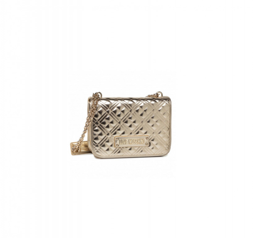 LOVE MOSCHINO dámská zlatá crossbody kabelka QUILTED NAPPA PU ARGENTO č.1